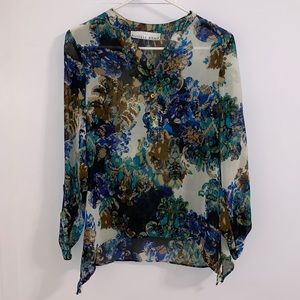 Russell Kemp Long Sleeve Chiffon Blouse Size Small